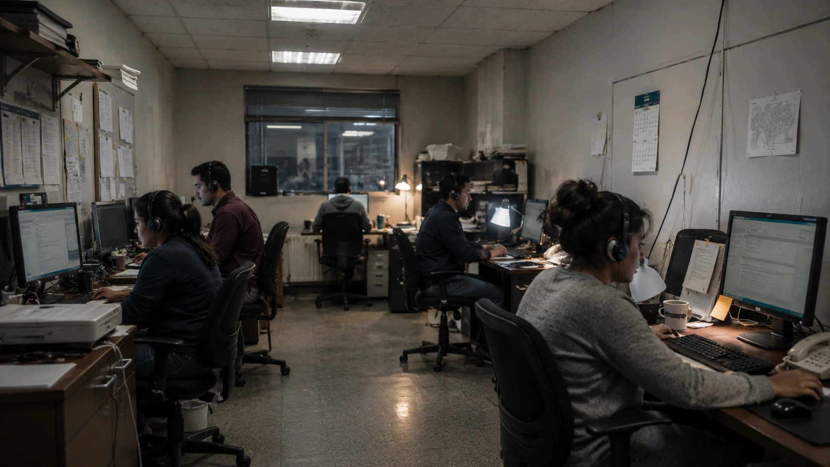 Central de atendimento simples, limitada e funcional, porém com estrutura precária